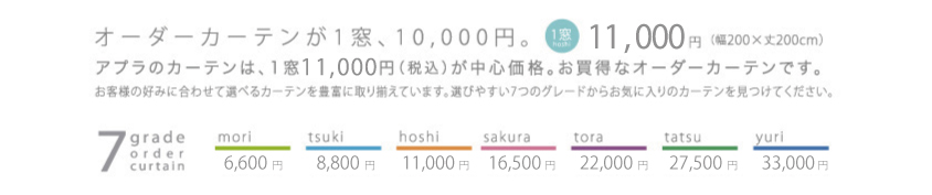 オーダーカーテンが1窓、10,000円。